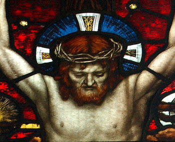 Head of Christ in east window May 2008
